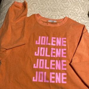 Brand new, never worn Briley brand crew. The top is orange with hot pink Jolene.